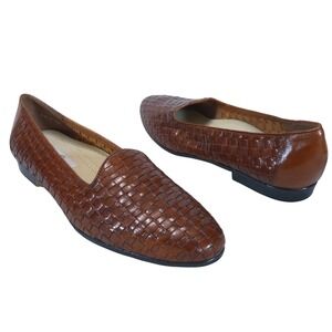 Trotters Liz Woven Leather Loafers Flats Women 10M Brown Slip On Office Mint